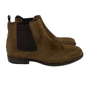 B2 Suede Leather Ankle Boots Mens 9.5 Brown Elastic Pull Tab Shoes Chelsea VGUC